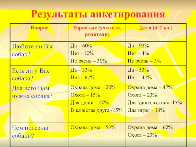 Результаты анкетирования