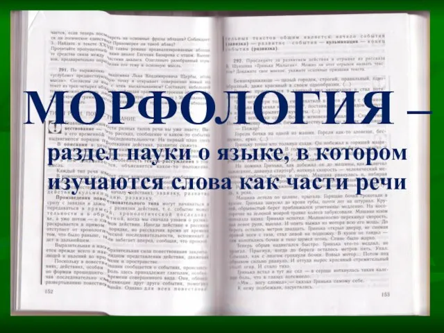 МОРФОЛОГИЯ – раздел науки о языке, в котором изучаются слова как части речи