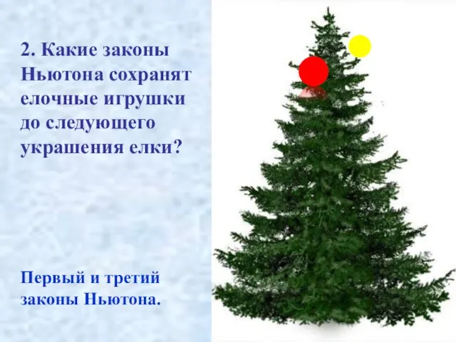 Первый и третий законы Ньютона. 2. Какие законы Ньютона сохранят елочные игрушки до следующего украшения елки?