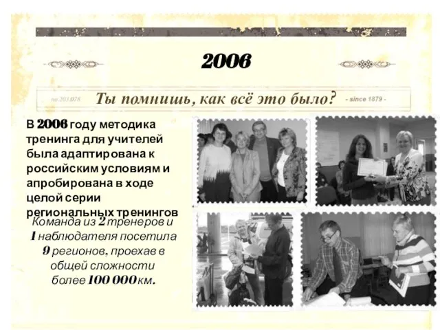 В 2006 году методика тренинга для учителей была адаптирована к российским условиям
