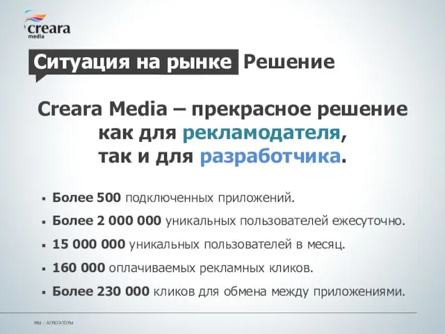 Creara Media – прекрасное решение как для рекламодателя, так и для разработчика.