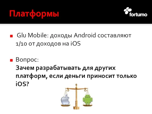 Платформы Glu Mobile: доходы Android составляют 1/10 от доходов на iOS Вопрос: