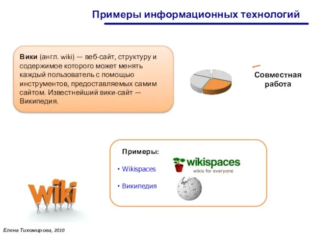 Совместная работа Вики (англ. wiki) — веб-сайт, структуру и содержимое которого может