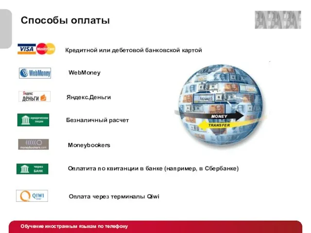 Способы оплаты Кредитной или дебетовой банковской картой WebMoney Оплатита по квитанции в