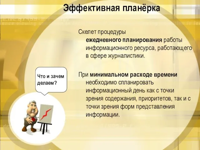 Эффективная планёрка Скелет процедуры ежедневного планирования работы информационного ресурса, работающего в сфере