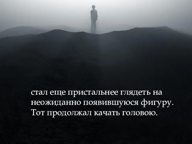 стал еще пристальнее глядеть на неожиданно появившуюся фигуру. Тот продолжал качать головою.