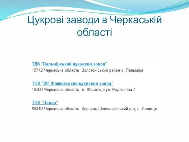 Цукрові заводи в Черкаській області