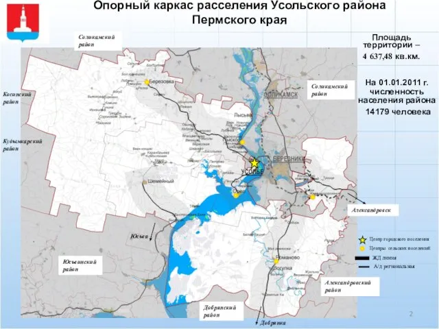 Опорный каркас расселения Усольского района Пермского края Площадь территории – 4 637,48