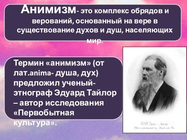 Анимизм- это комплекс обрядов и верований, основанный на вере в существование духов