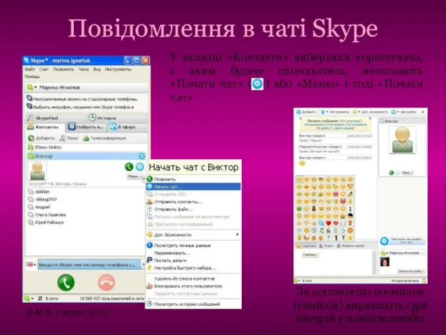 Повідомлення в чаті Skype За допомогою посмішок (смайлів) виражають свій настрій у