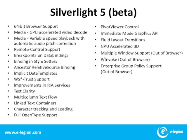 Silverlight 5 (beta) 64-bit Browser Support Media - GPU accelerated video decode