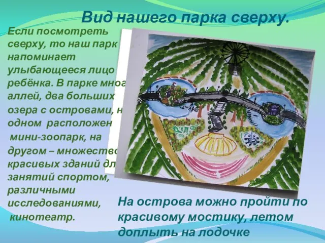 Вид нашего парка сверху. Если посмотреть сверху, то наш парк напоминает улыбающееся