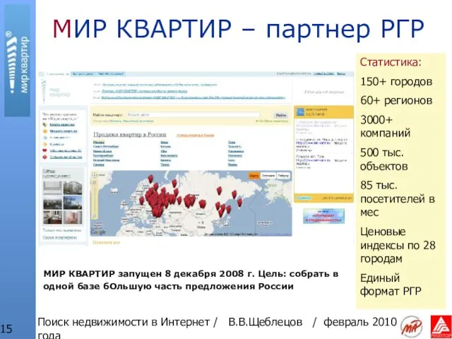 Поиск недвижимости в Интернет / В.В.Щеблецов / февраль 2010 года МИР КВАРТИР