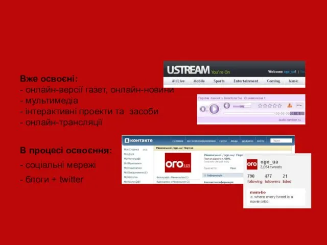 Станції – інтернет-платформи Видавничий дім “ОГО” www.ogo.ua, www.ogo.rv.ua, www.gazeta.rv.ua E-mail: info@ogo.ua Тел.: