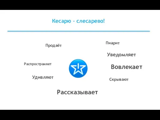 Рассказывает Кесарю – слесарево! Продаёт Удивляют Распространяет Вовлекает Пиарит Скрывают Уведомляет