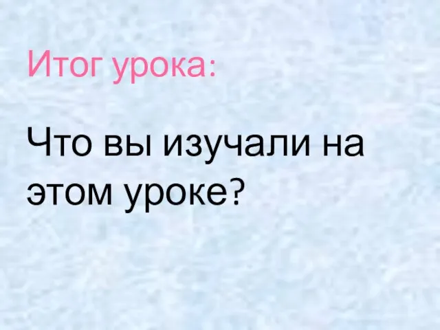 Итог урока: Что вы изучали на этом уроке?