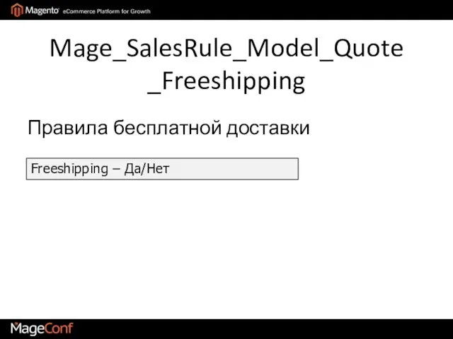 Mage_SalesRule_Model_Quote_Freeshipping Freeshipping – Да/Нет Правила бесплатной доставки