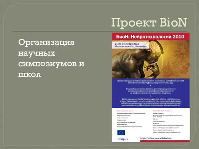 Проект BioN Организация научных симпозиумов и школ