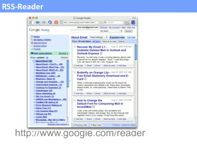 RSS-Reader http://www.google.com/reader