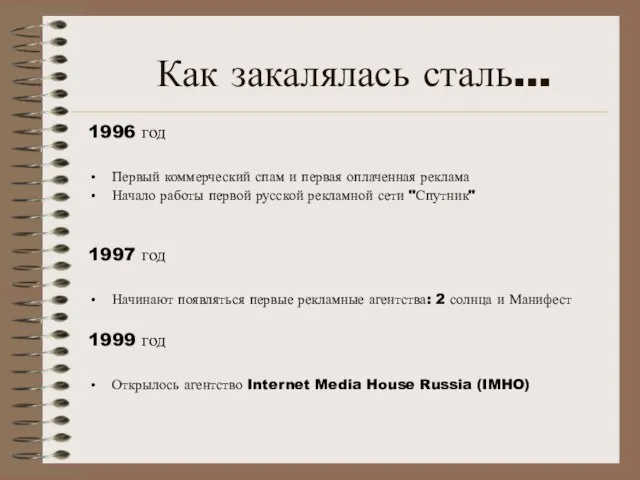 Как закалялась сталь… 1996 год Первый коммерческий спам и первая оплаченная реклама