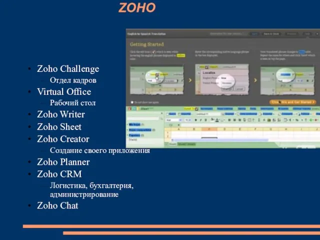 ZOHO Zoho Challenge Отдел кадров Virtual Office Рабочий стол Zoho Writer Zoho