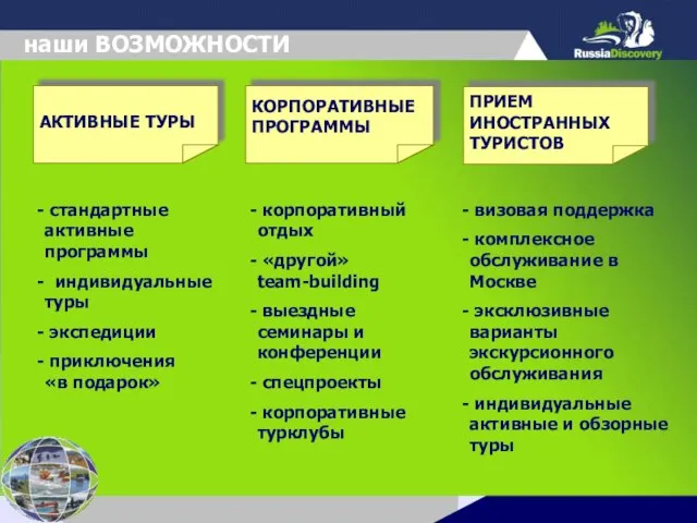 визовая поддержка комплексное обслуживание в Москве эксклюзивные варианты экскурсионного обслуживания индивидуальные активные