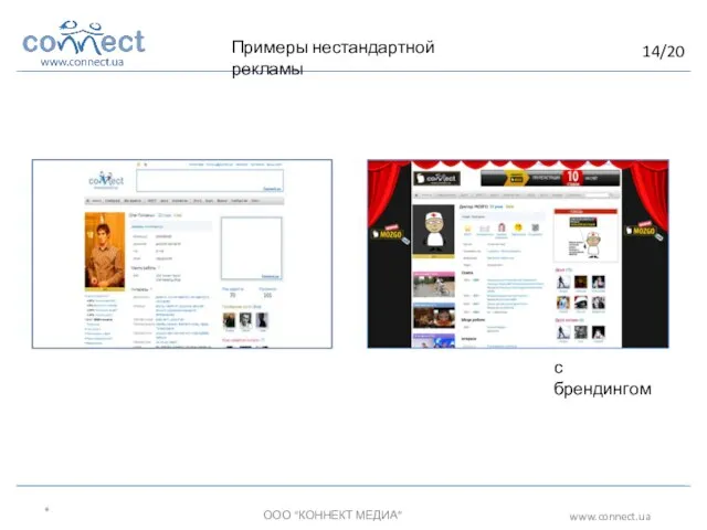 * ООО “КОННЕКТ МЕДИА” www.connect.ua Примеры нестандартной рекламы с брендингом 14/20