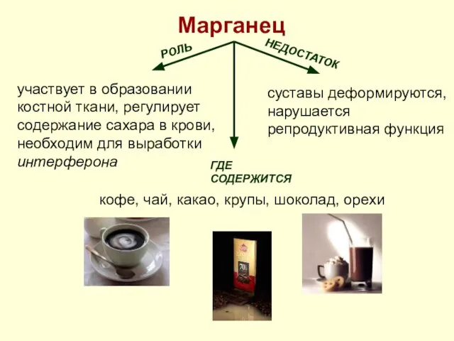 участвует в образовании костной ткани, регулирует содержание сахара в крови, необходим для