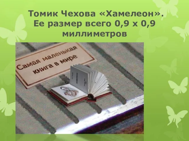 Томик Чехова «Хамелеон». Ее размер всего 0,9 х 0,9 миллиметров