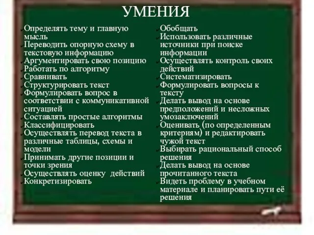 11.4.12 УМЕНИЯ Определять тему и главную мысль Переводить опорную схему в текстовую