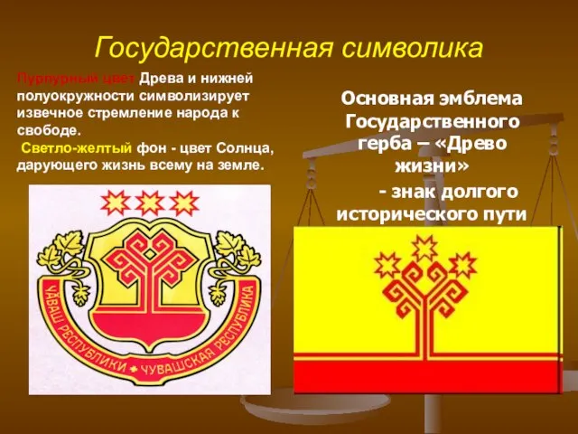 Государственная символика Основная эмблема Государственного герба – «Древо жизни» - знак долгого