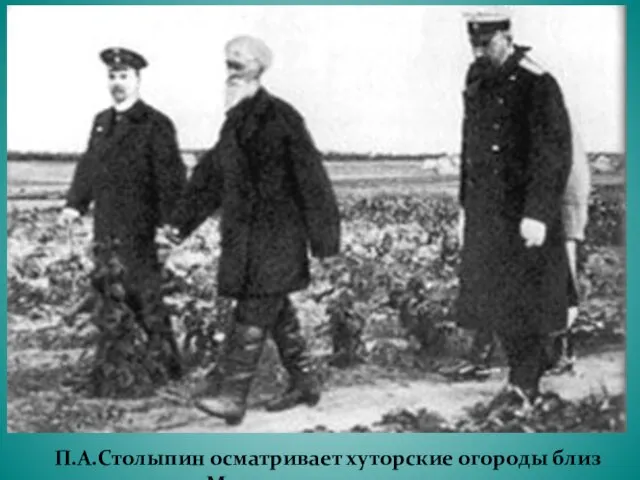 П.А.Столыпин осматривает хуторские огороды близ Москвы в апреле 1910 г.