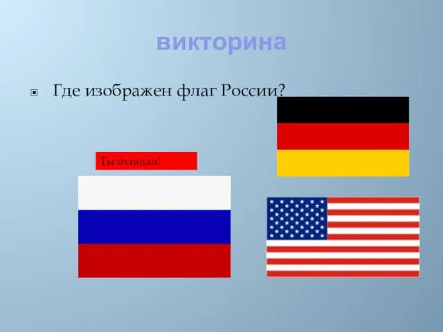 викторина Где изображен флаг России? Ты отгадал!