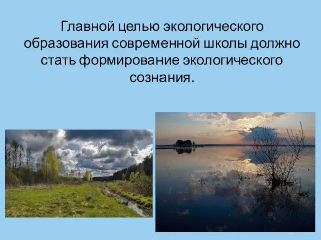 Главной целью экологического образования современной школы должно стать формирование экологического сознания.