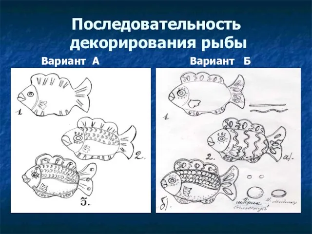 Последовательность декорирования рыбы Вариант А Вариант Б