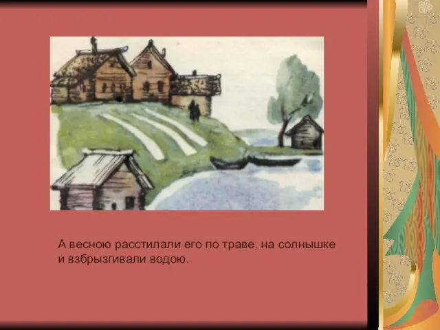 А весною расстилали его по траве, на солнышке и взбрызгивали водою.