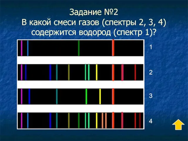 Задание №2 В какой смеси газов (спектры 2, 3, 4) содержится водород