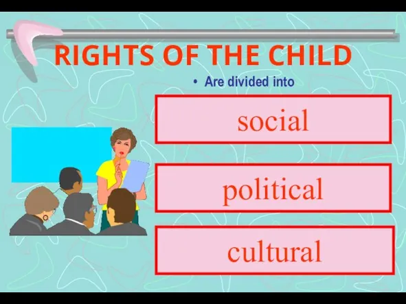 RIGHTS OF THE CHILD Are divided into social political cultural