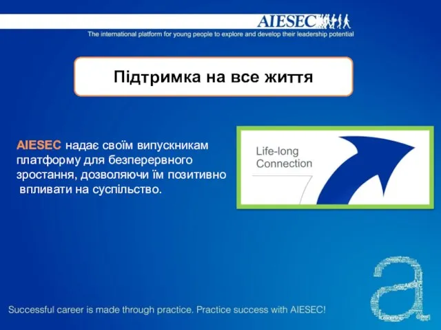 Підтримка на все життя AIESEC надає своїм випускникам платформу для безперервного зростання,