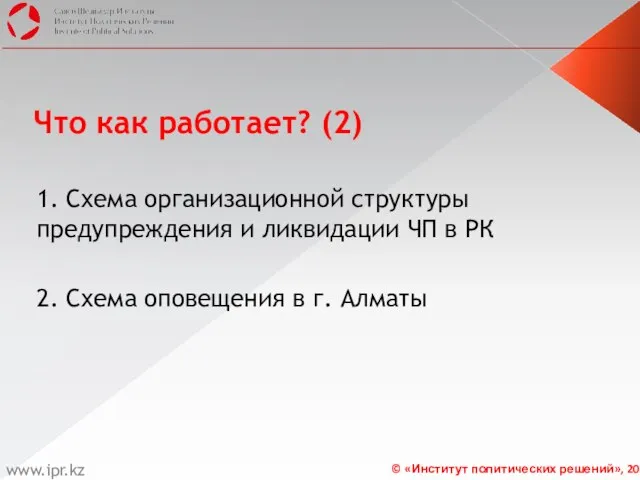 Что как работает? (2) 1. Схема организационной структуры предупреждения и ликвидации ЧП