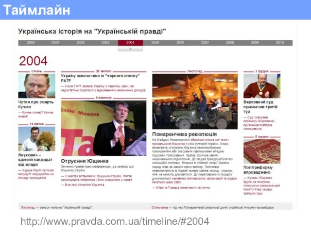 Таймлайн http://www.pravda.com.ua/timeline/#2004