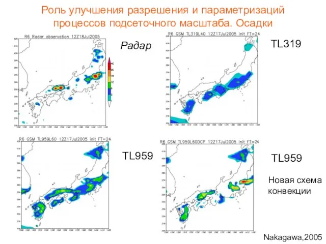 Роль улучшения разрешения и параметризаций процессов подсеточного масштаба. Осадки Радар TL319 TL959