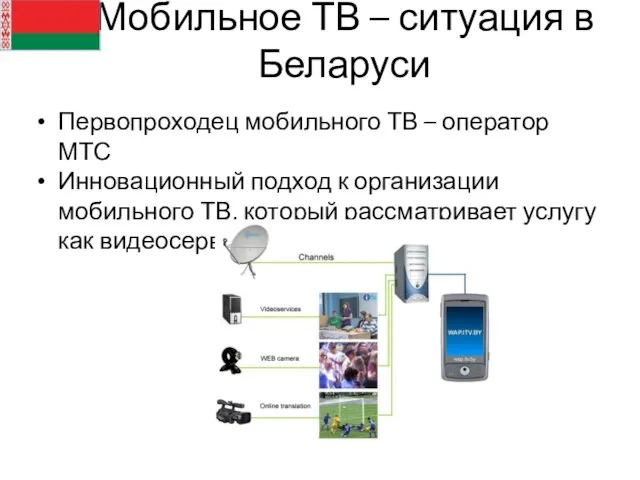 Мобильное ТВ – ситуация в Беларуси Первопроходец мобильного ТВ – оператор МТС