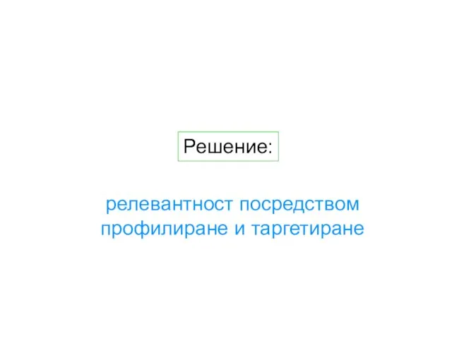 Решение: релевантност посредством профилиране и таргетиране