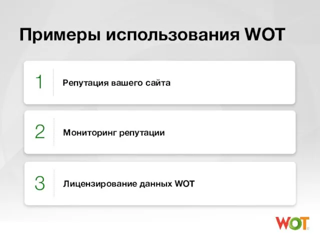 Примеры использования WOT