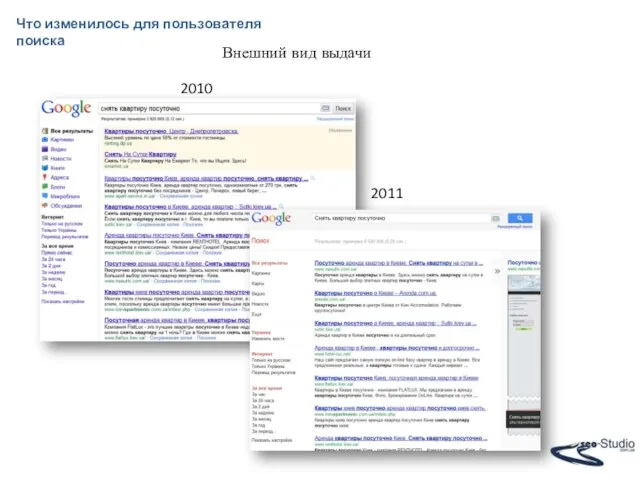 Что изменилось для пользователя поиска Внешний вид выдачи 2010 2011