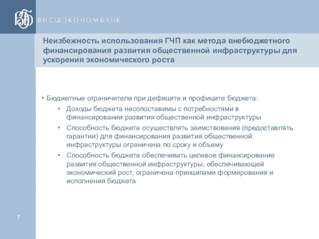 Неизбежность использования ГЧП как метода внебюджетного финансирования развития общественной инфраструктуры для ускорения