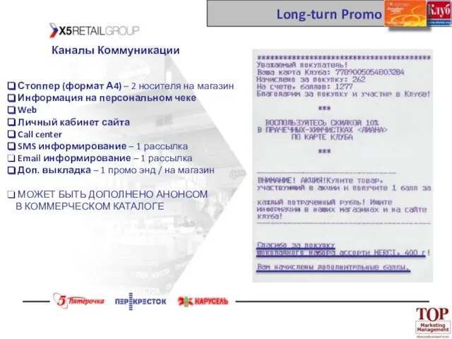 Long-turn Promo Каналы Коммуникации Стоппер (формат А4) – 2 носителя на магазин