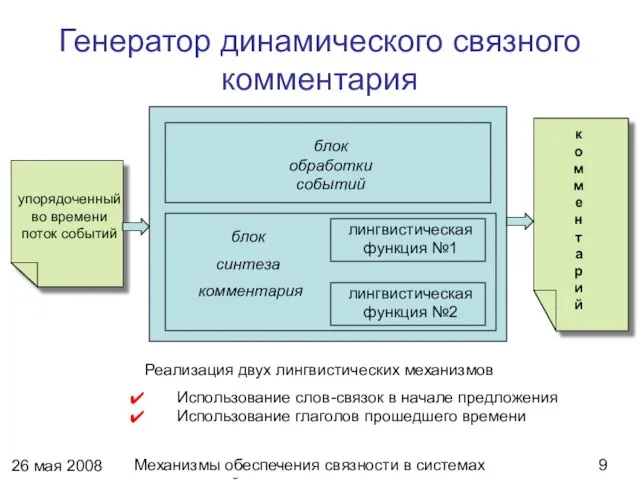 26 мая 2008 г. Механизмы обеспечения связности в системах динамической генерации текстов