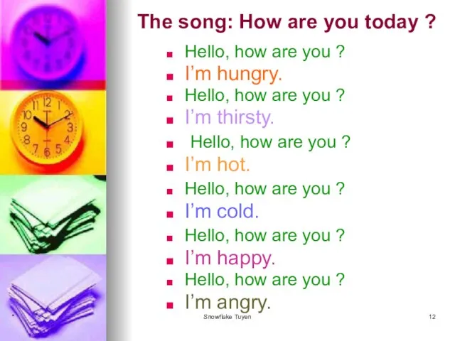 The song: How are you today ? Hello, how are you ?